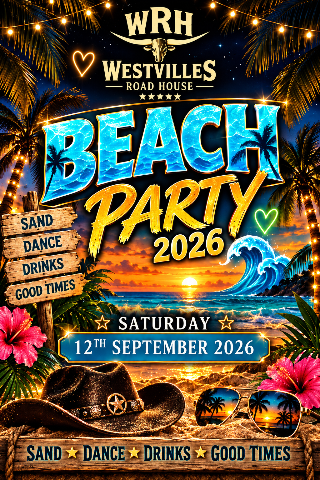 Westvilles Beach Party poster for Saturday 12 September 2026